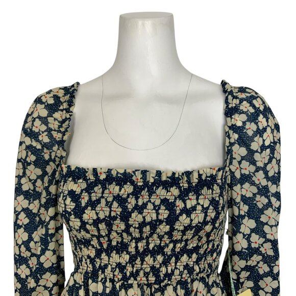 Trovata Birds Of Paradis Alize Blouse XS Blue Floral NEW - Picture 7 of 13